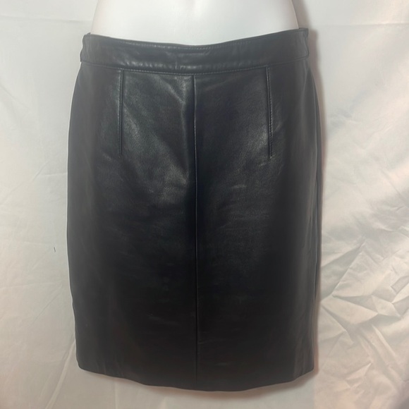 Vintage Genuine Leather Black Mini Pencil Skirt - Picture 1 of 4